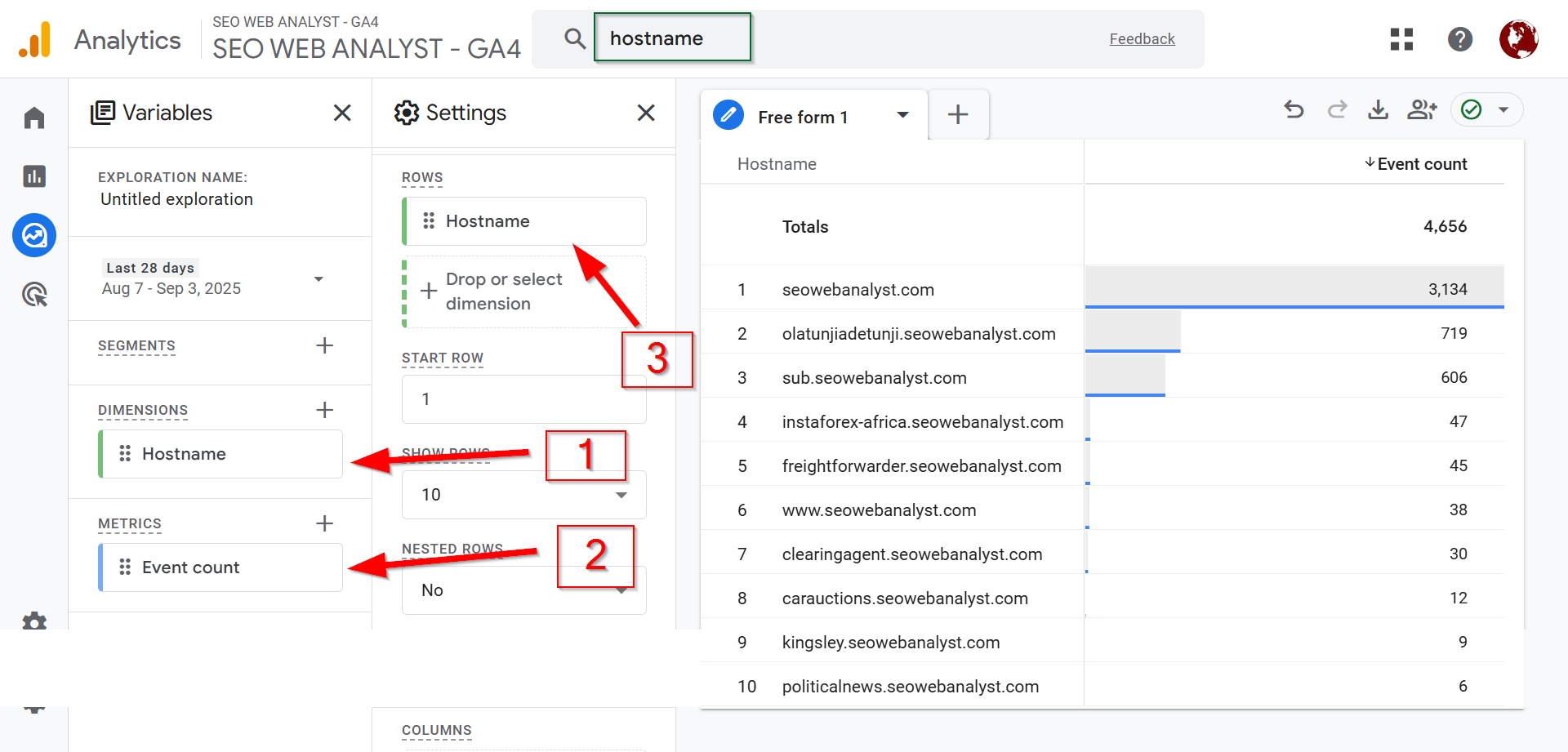 GA4-EXPLORE-HOSTNAME